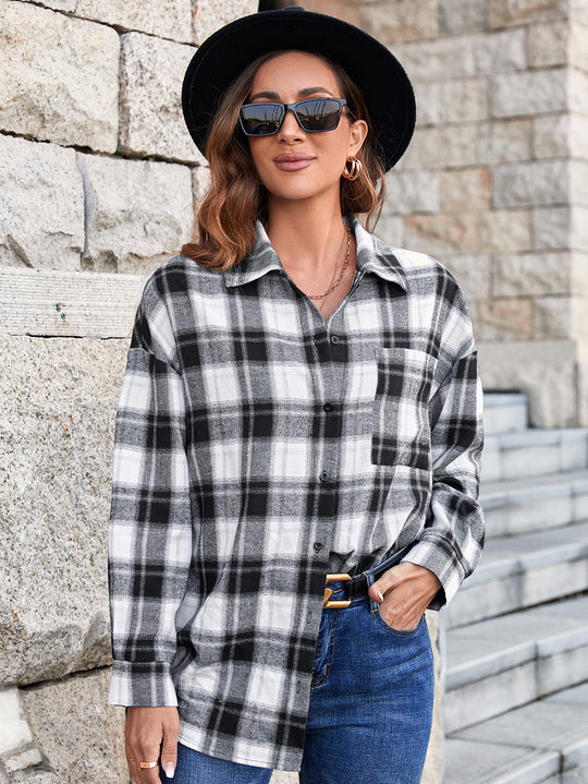 Damen Oversized Karobluse mit modernen Details R&B