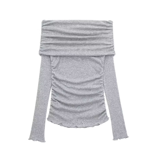 Damen Off-Shoulder Bluse mit Raffung R&B