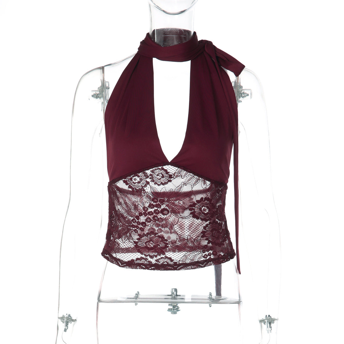 Damen Elegantes Spitzenoberteil mit Halterneck R&B