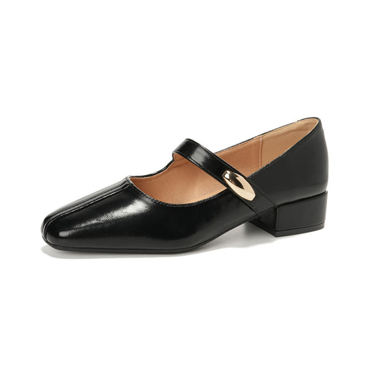 Damen edle Ballerinas mit modischem Riemen und quadratischer Zehenform R&B