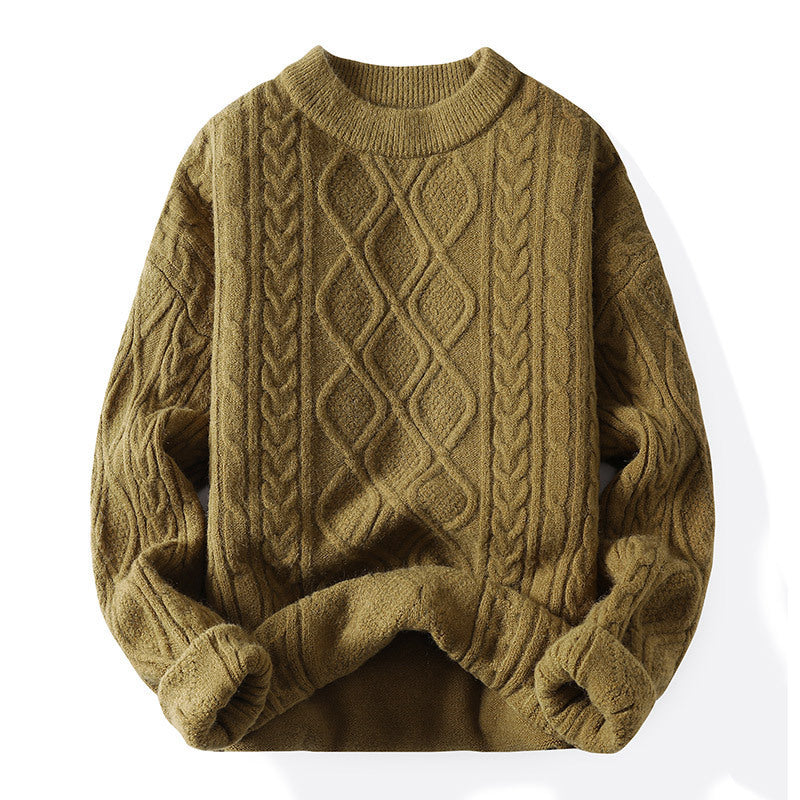 Damen Grobstrickpullover mit zeitgemäßem Zopfmuster und klassischem Rundhalsausschnitt R&B