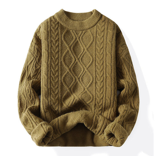 Damen Grobstrickpullover mit zeitgemäßem Zopfmuster und klassischem Rundhalsausschnitt R&B