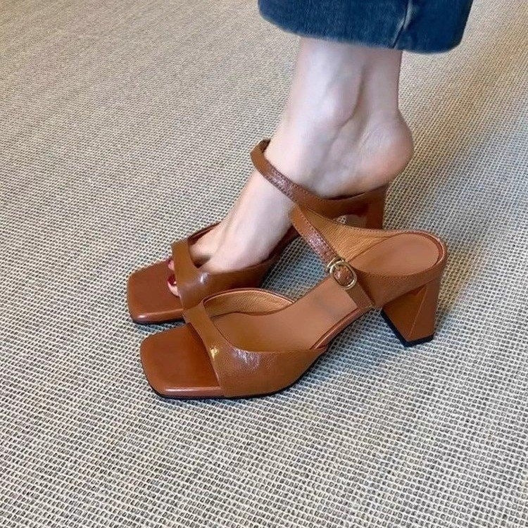Damen Slingback Sandalen mit modischem Blockabsatz und elegantem Riemendesign