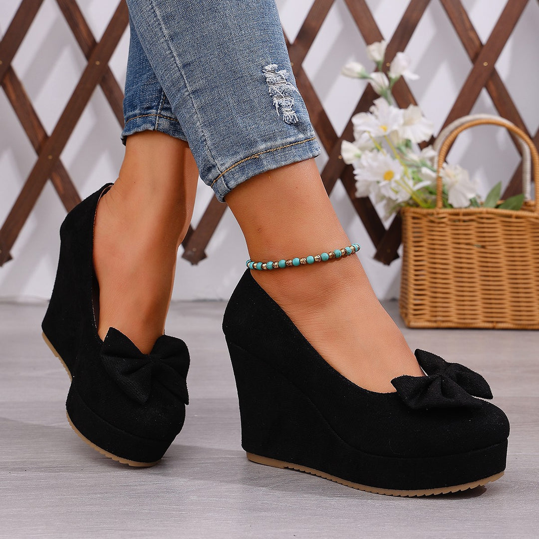 Damen Wedge-Pumps mit dekorativer Schleifen-Applikation und komfortablem Fußbett R&B