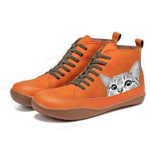 Damen High-Top Sneakers mit künstlerischem Katzenmotiv und bequemer Sohle R&B