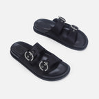 Damen Designer Zehentrenner-Sandalen mit dekorativem Riemendesign und komfortablem Fußbett R&B