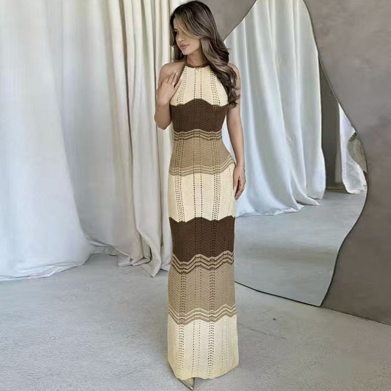 Damen figurbetontes Häkelkleid mit R&Brnem Muster R&B