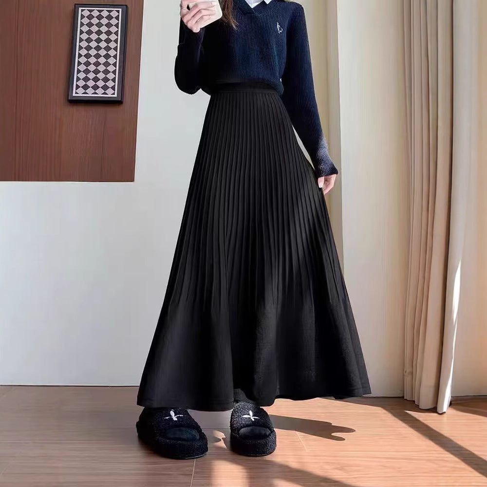 Damen eleganter Faltenrock mit hohem Bund R&B