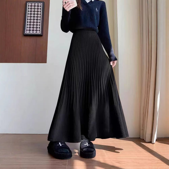 Damen eleganter Faltenrock mit hohem Bund R&B