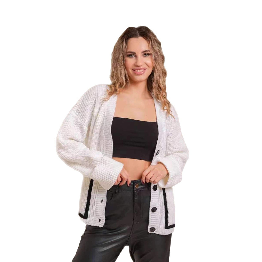 Damen Grober Strickcardigan mit modernen Knopfdetails und lässigem Schnitt R&B