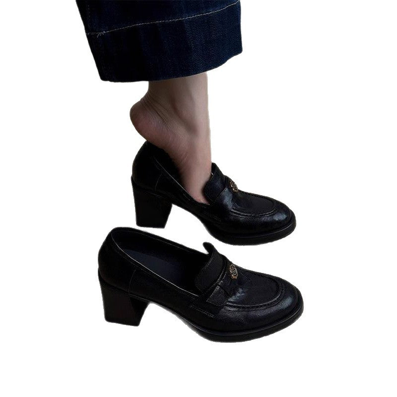Damen klassisch-elegante Loafers mit Blockabsatz R&B