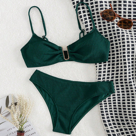Damen Hoch tailliertes Bikini-Set mit dekorativem Multi-Detail R&B