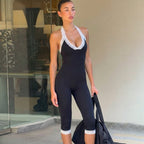 Damen Eleganter Jumpsuit mit Spitzendetails und taillierter Silhouette R&B