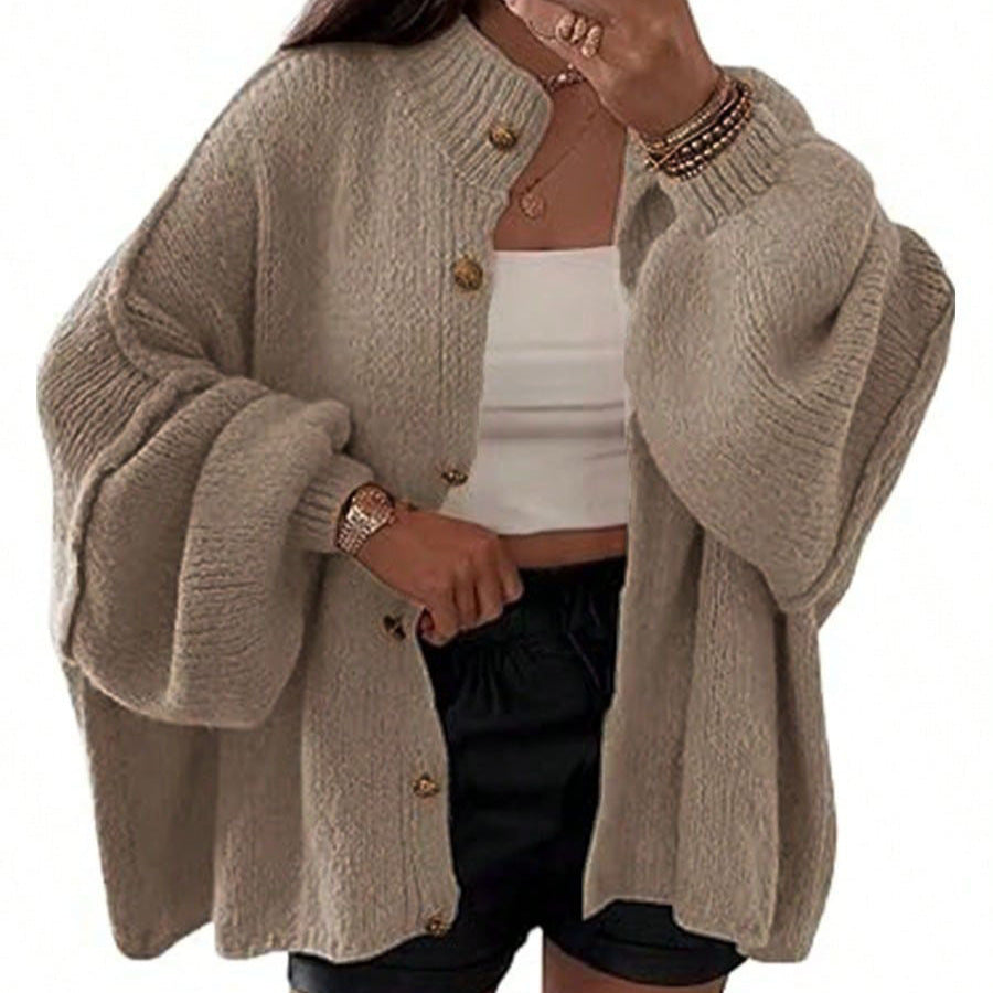 Damen Flauschige Strickjacke mit überschnittenen Schultern R&B