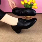 Damen elegante Schnürschuhe mit tiefem Blockabsatz und modischem Design R&B