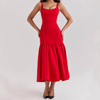 Damen Maxikleid mit schickem Taillen-Schnitt und voluminösem Rock R&B