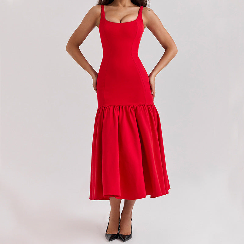 Damen Maxikleid mit schickem Taillen-Schnitt und voluminösem Rock R&B