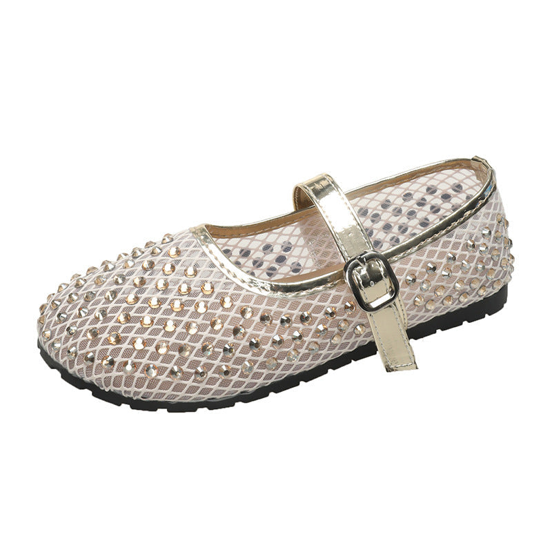 Damen Ballerinas mit geschlitzten Riemen und dekorativen Schleifen R&B