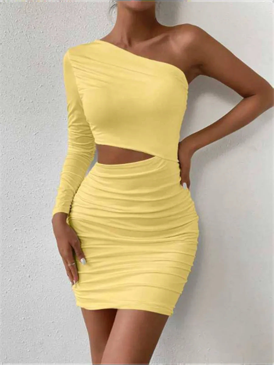 Damen figurbetontes Wickelkleid mit asymmetrischem Design und raffinierten Rüschendetails R&B