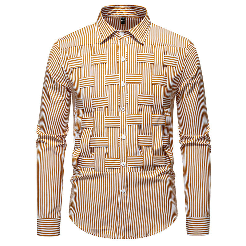 Herren elegantes Hemd mit strukturiertem Streifenmuster R&B