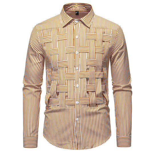 Herren elegantes Hemd mit strukturiertem Streifenmuster R&B