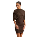 Damen Figurumspielendes Abendkleid mit raffiniertem Drapierdesign und schulterfreier Silhouette R&B