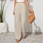 Damen Weite High-Waist Hose mit eleganten Falten R&B