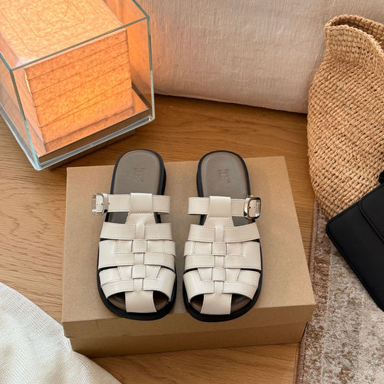 Damen Elegante Woven Sandalen im Metallic-Look mit verstellbarem Riemen R&B