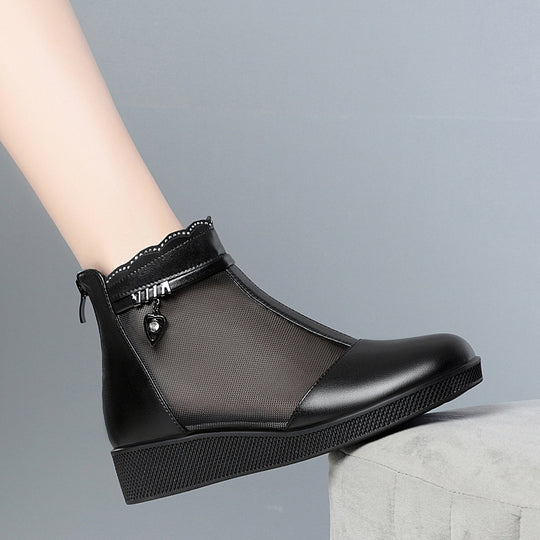 Damen Stiefeletten mit transparentem Mesh-Einsatz und modischem Schmuckdetail R&B