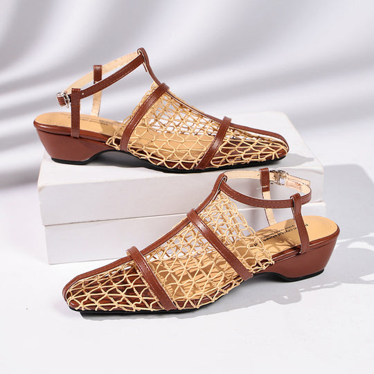 Damen Slingback-Sandaletten mit innovativem Netzdesign und bequemem Blockabsatz R&B