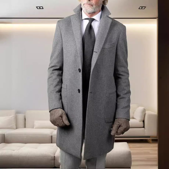 Herren eleganter Langmantel aus hochwertiger Wolle R&B
