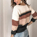 Damen V-Ausschnitt Pullover mit Streifenmuster R&B