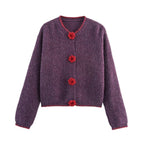 Damen Strickjacke mit Blumenapplikationen R&B