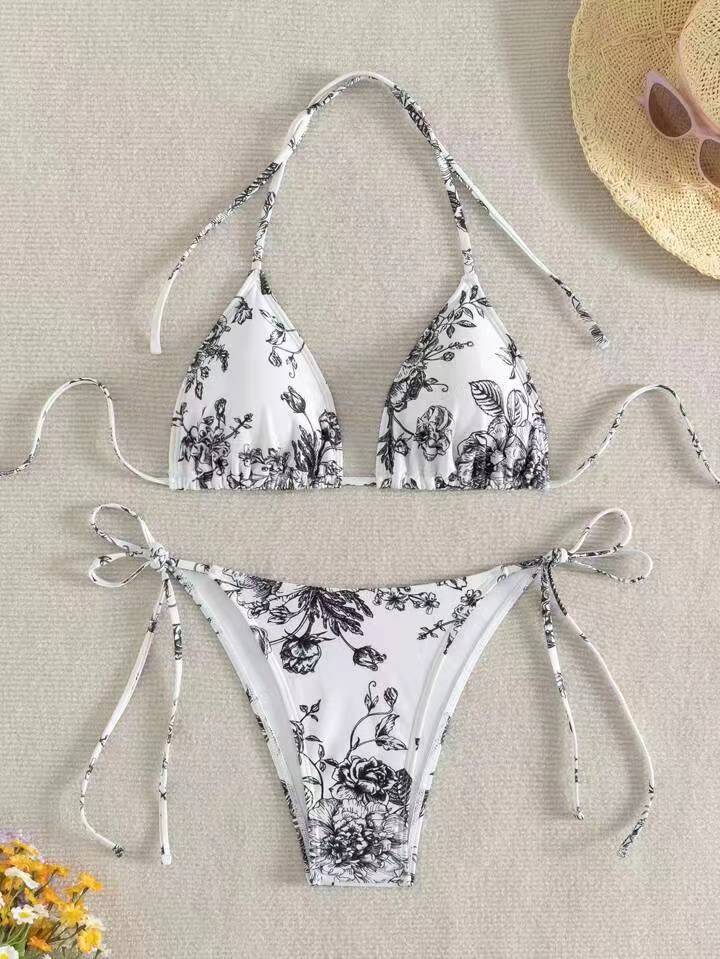 Damen Elegantes Triangel-Bikini-Set mit herausnehmbaren Polstern R&B