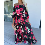 Damen Maxikleid mit off-shoulder Design und voluminösen Ärmeln R&B