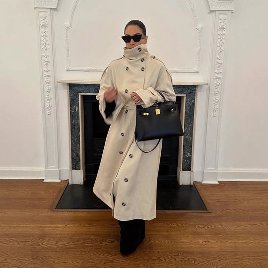 Damen luxuriöser Trenchcoat mit durchdachten Details R&B