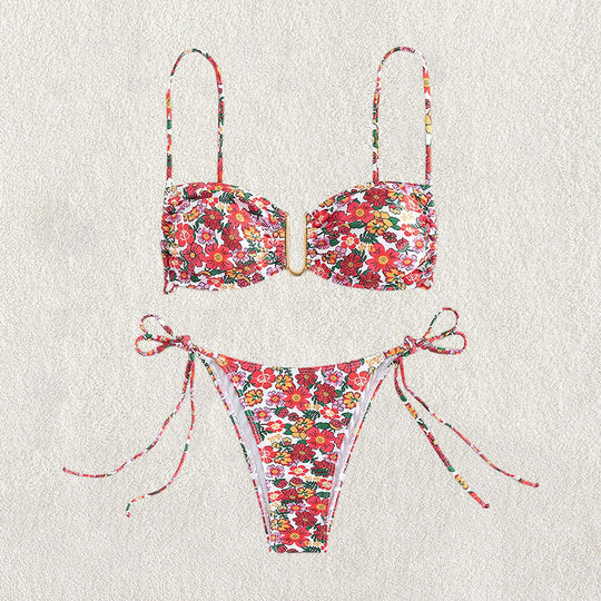 Damen Bikini Set mit floralem Design und verstellbaren Trägern R&B