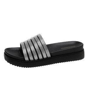 Damen Komfortable Flauscher Slides mit modischem Leoprint R&B