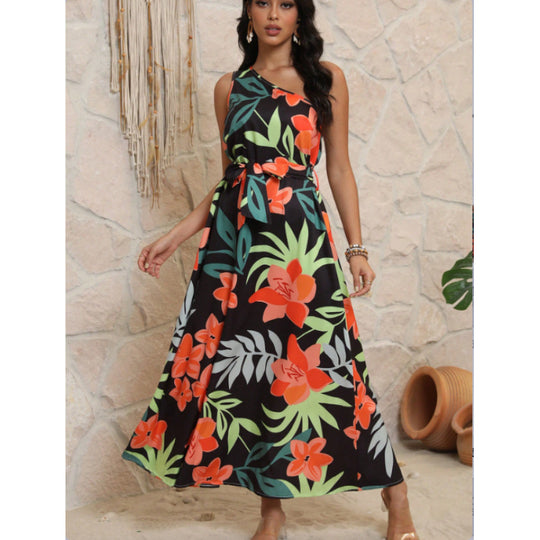 Damen Maxikleid mit floralem Design und schmalem Schnitt R&B
