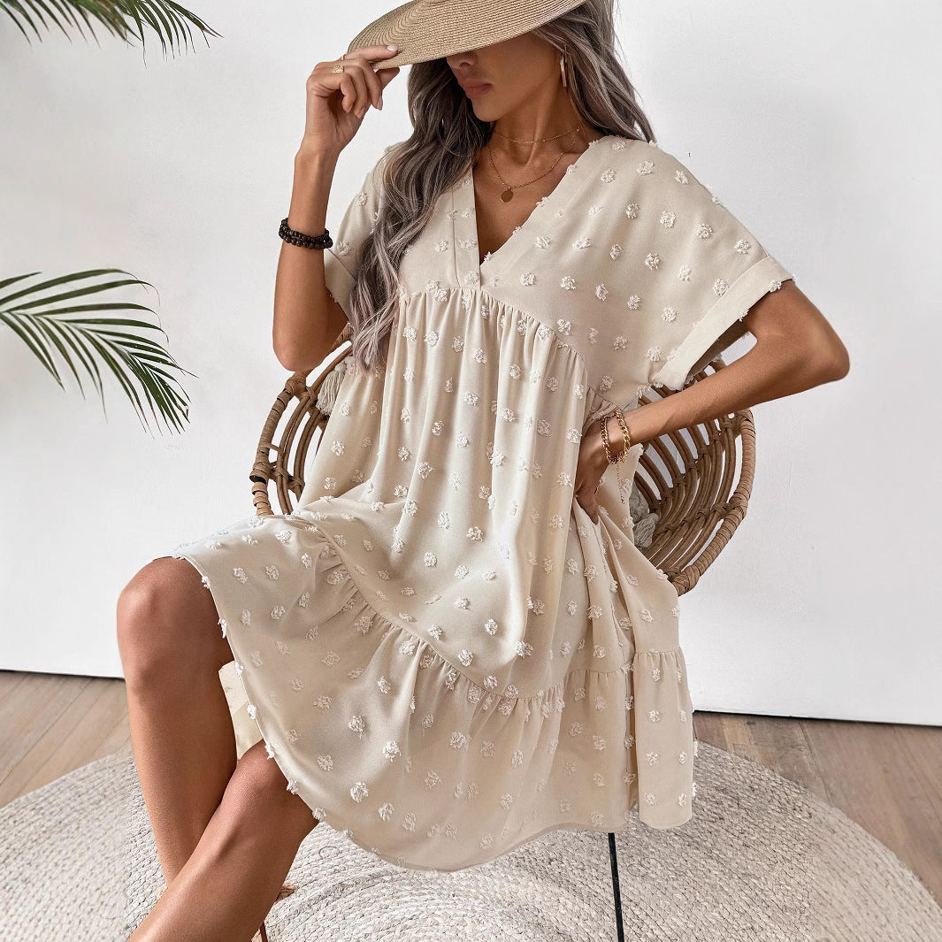 Damen Verspieltes Sommerkleid mit V-Ausschnitt und Rüschensaum R&B