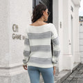 Damen Freizeit Pullover mit modernem Lochmuster und Streifen-Design R&B