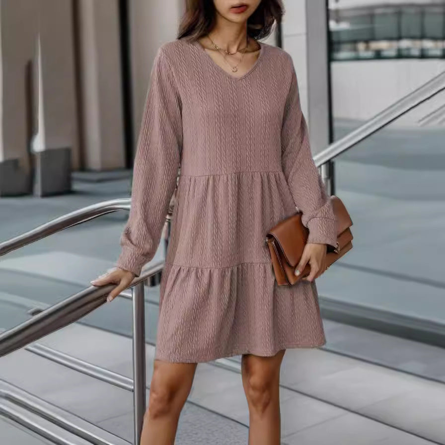 Damen Kleid im lässigen A-Linien Schnitt mit feiner Struktur R&B