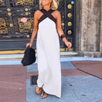 Damen Langes Maxikleid mit Cross-Over-Trägern und elegantem Schnitt R&B