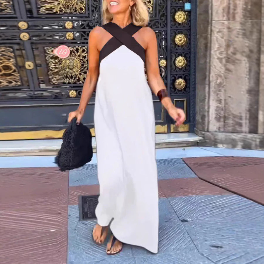 Damen Langes Maxikleid mit Cross-Over-Trägern und elegantem Schnitt R&B
