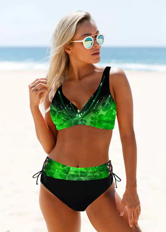 Damen Sportliches Bikini-Set mit verstellbaren Trägern und modischem Farbdesign R&B