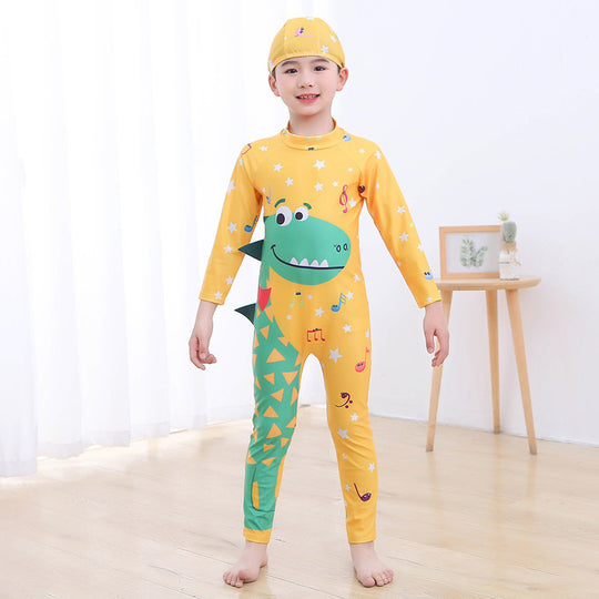 Jungen UV-Schutz Schwimmanzug mit langen Ärmeln und süßem Dinosaurier-Motiv R&B