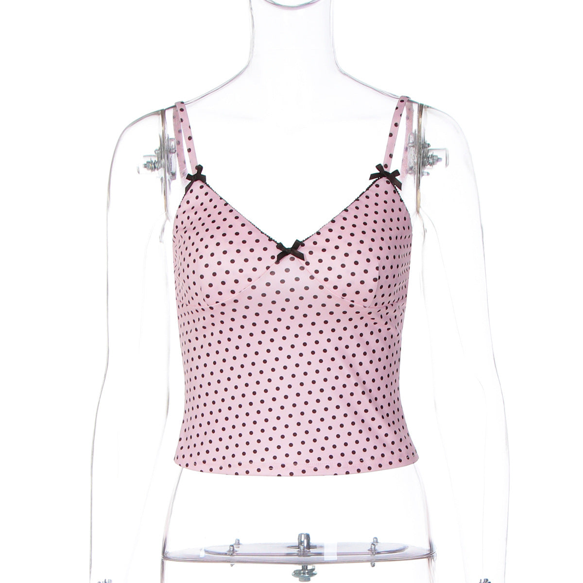 Damen Trägertop mit verspieltem Punktedesign und zarten Schleifen R&B