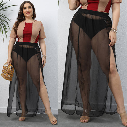 Damen transparenter Maxirock R&B