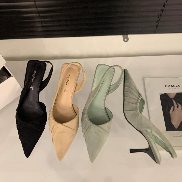 Damen Elegante Slingback-Pumps mit feinen Falten und spitzem Zehenbereich R&B