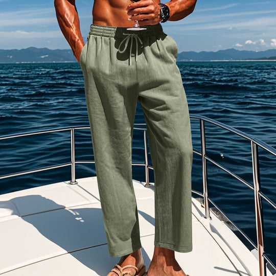 Herren Sommerliche Freizeithose mit weichem, atmungsaktivem Baumwollmaterial und elastischem Bund R&B